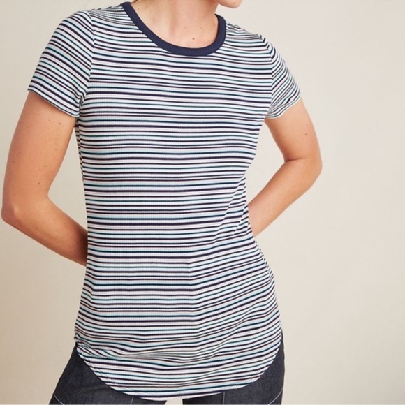 Anthropologie Splendid Malin Striped Tee Ribbed - Picture 1 of 5